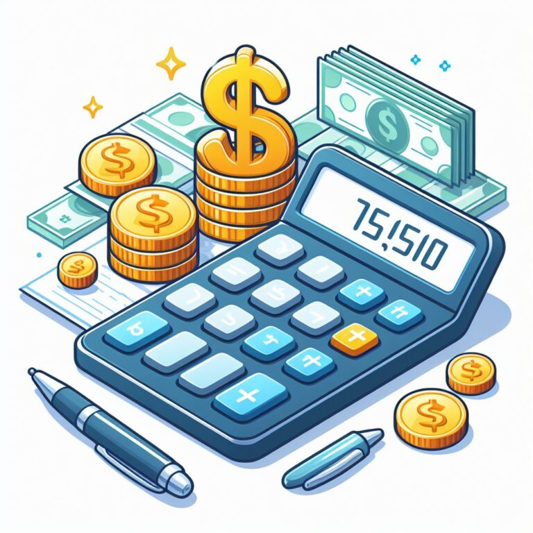 Illustration of a calculator and dollar signs, symbolizing financial expertise.